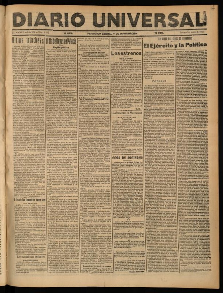 Miniatura de Diario Universal del 6 de enero de 1921