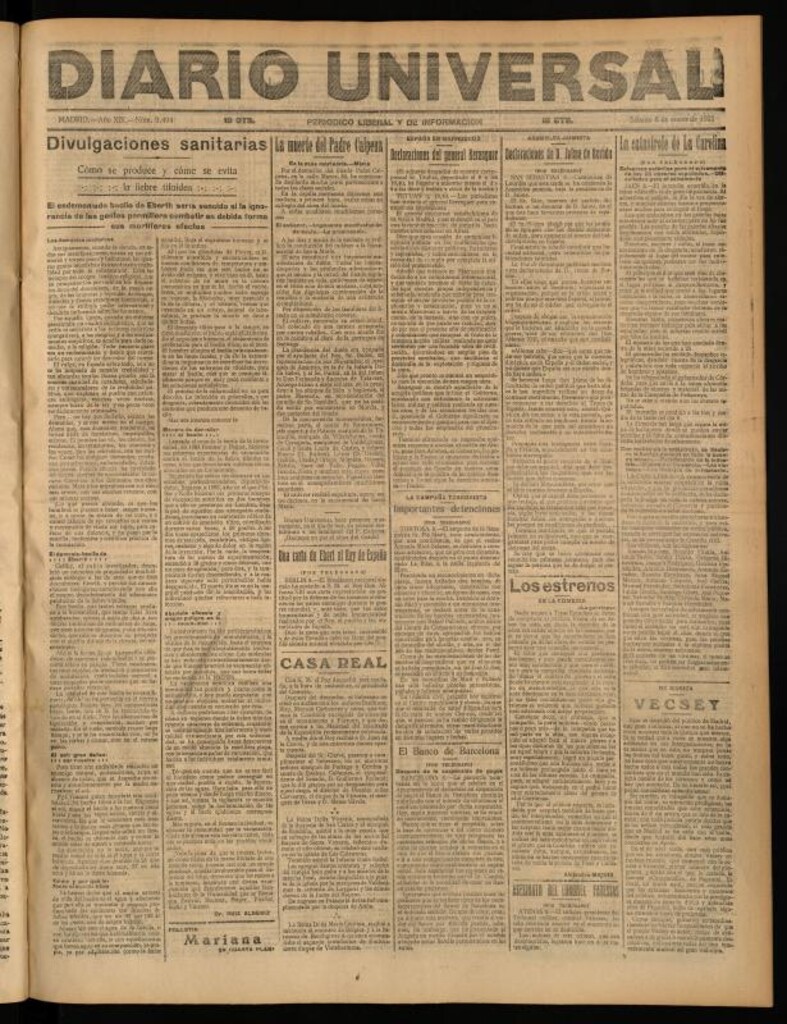 Miniatura de Diario Universal del 8 de enero de 1921