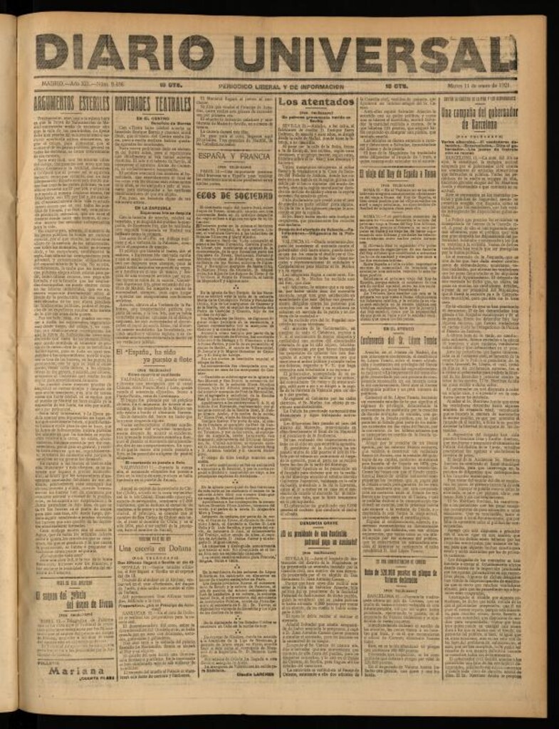 Miniatura de Diario Universal del 11 de enero de 1921