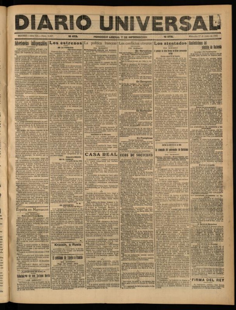 Miniatura de Diario Universal del 12 de enero de 1921