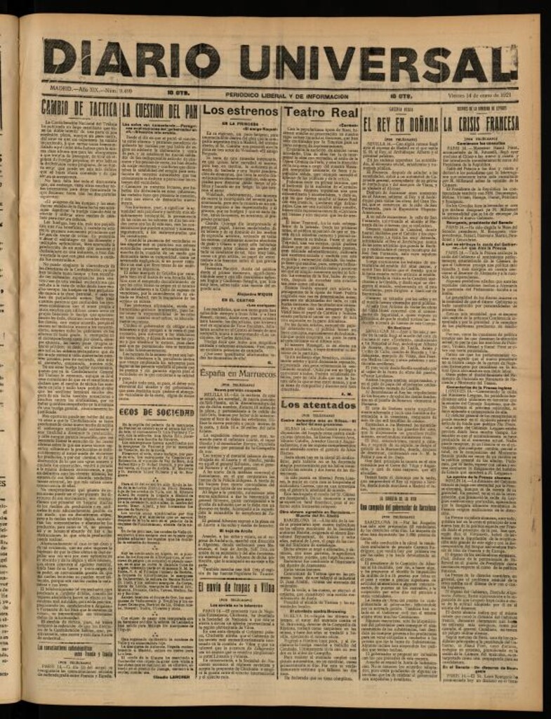 Miniatura de Diario Universal del 14 de enero de 1921