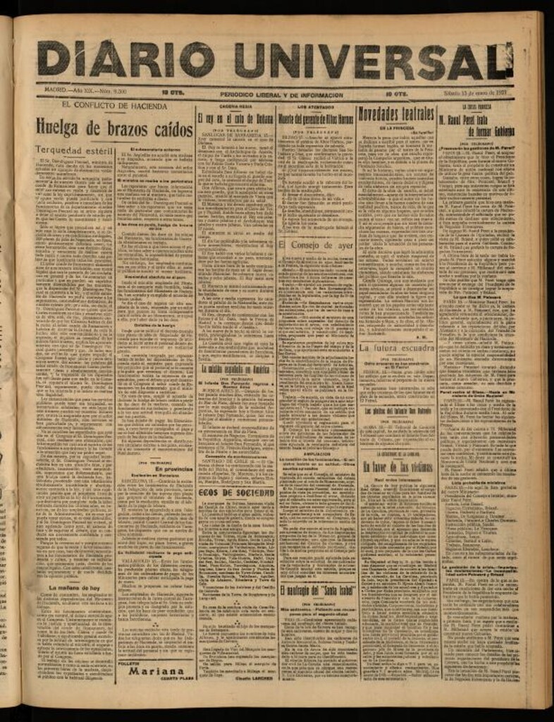 Miniatura de Diario Universal del 15 de enero de 1921