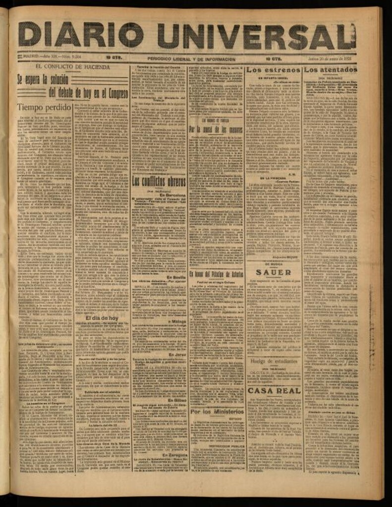 Miniatura de Diario Universal del 20 de enero de 1921