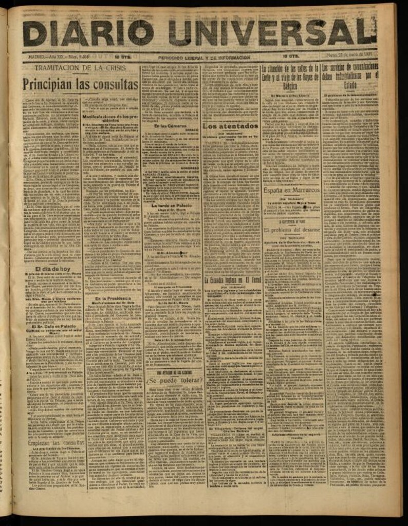 Miniatura de Diario Universal del 25 de enero de 1921
