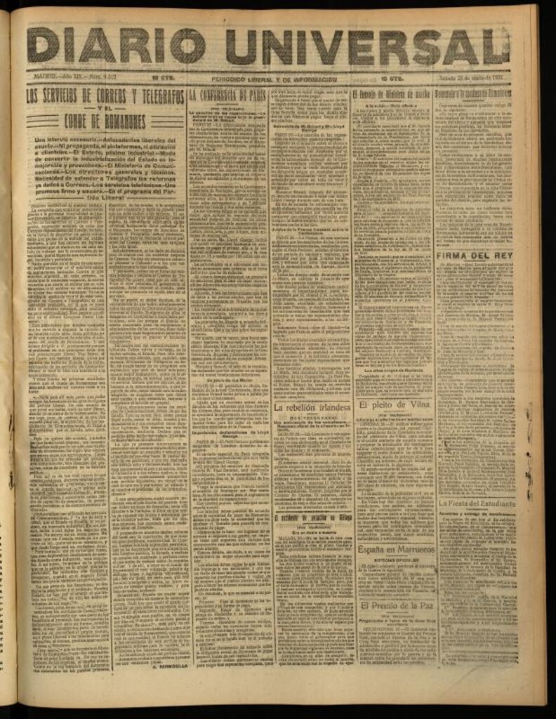 Miniatura de Diario Universal del 29 de enero de 1921