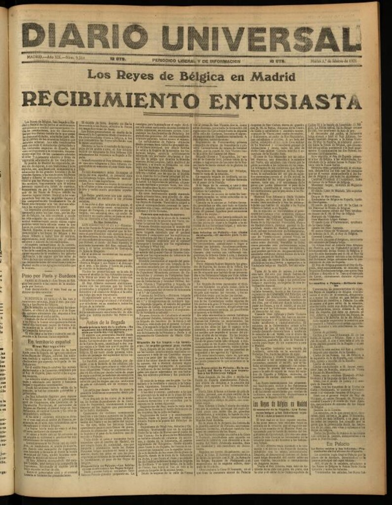 Miniatura de Diario Universal del 1 de febrero de 1921