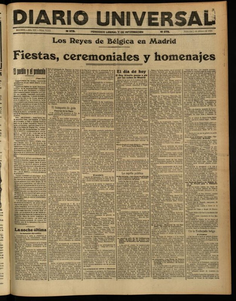 Miniatura de Diario Universal del 2 de febrero de 1921