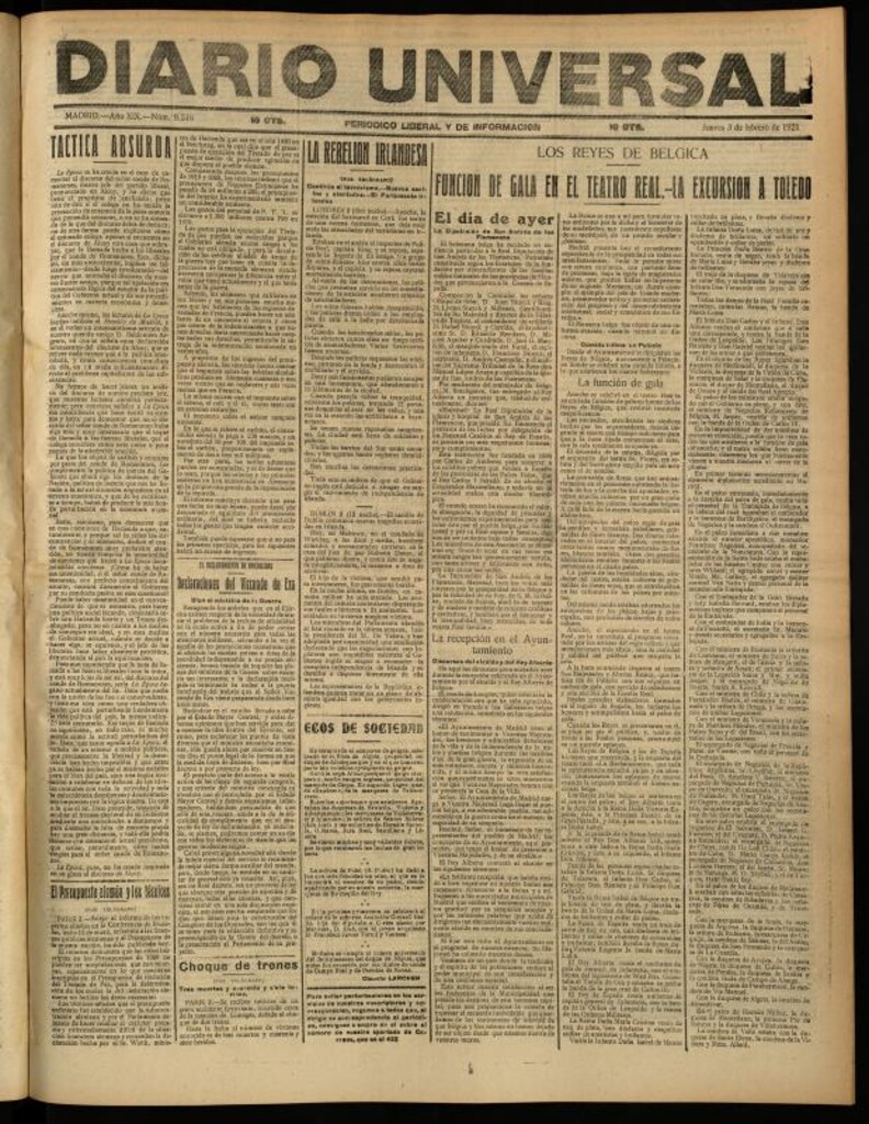 Miniatura de Diario Universal del 3 de febrero de 1921