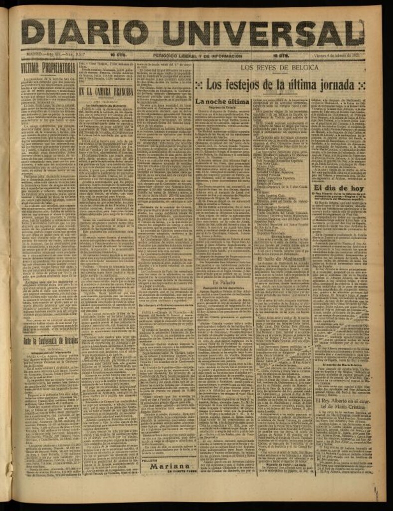 Miniatura de Diario Universal del 4 de febrero de 1921