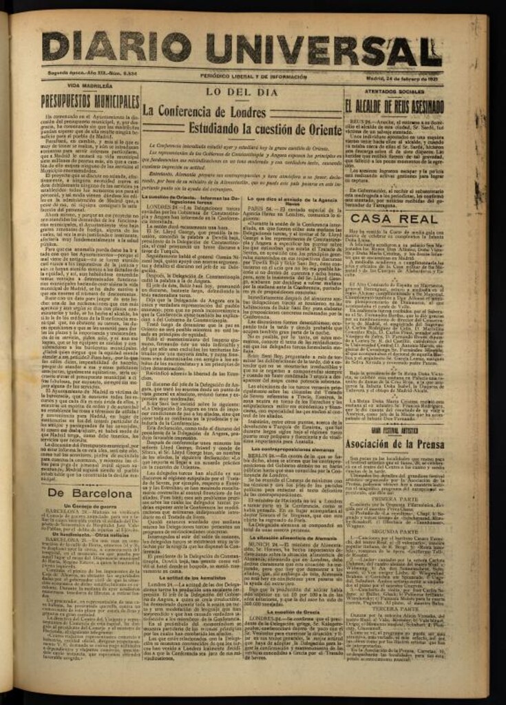 Miniatura de Diario Universal del 24 de febrero de 1921