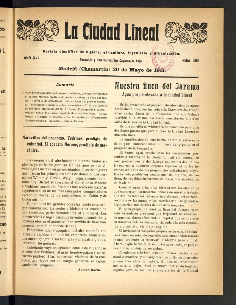 Miniatura de La Ciudad Lineal : órgano oficial de la Compañía Madrileña de Urbanización del 30 de mayo de 1911