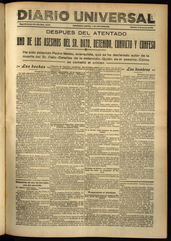 Miniatura de Diario Universal del 14 de marzo de 1921