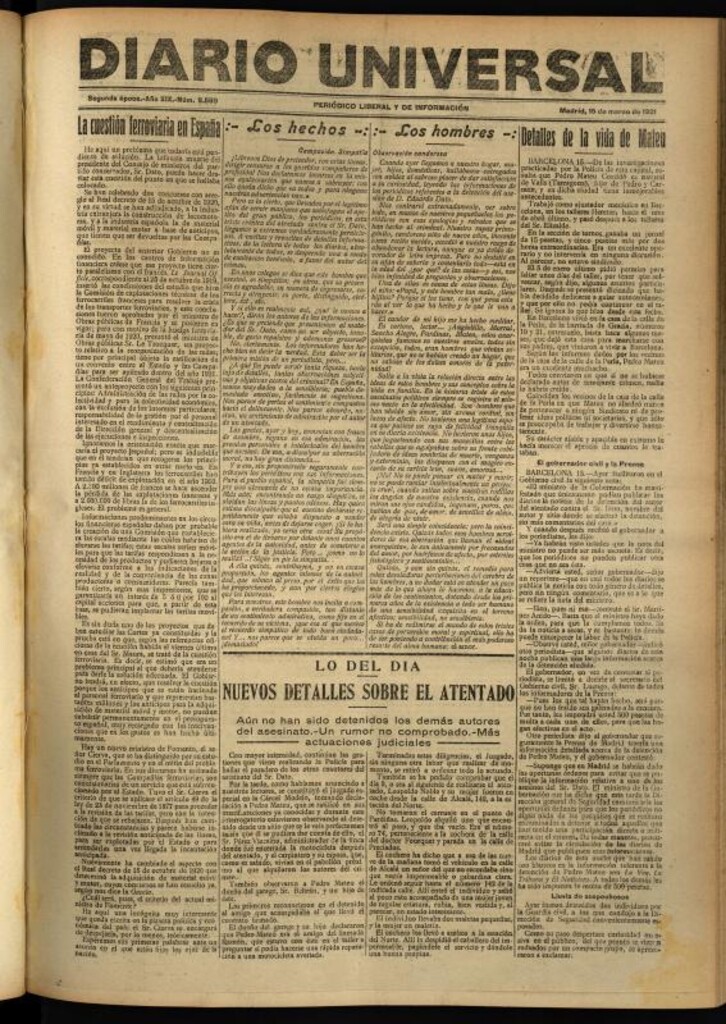 Miniatura de Diario Universal del 15 de marzo de 1921