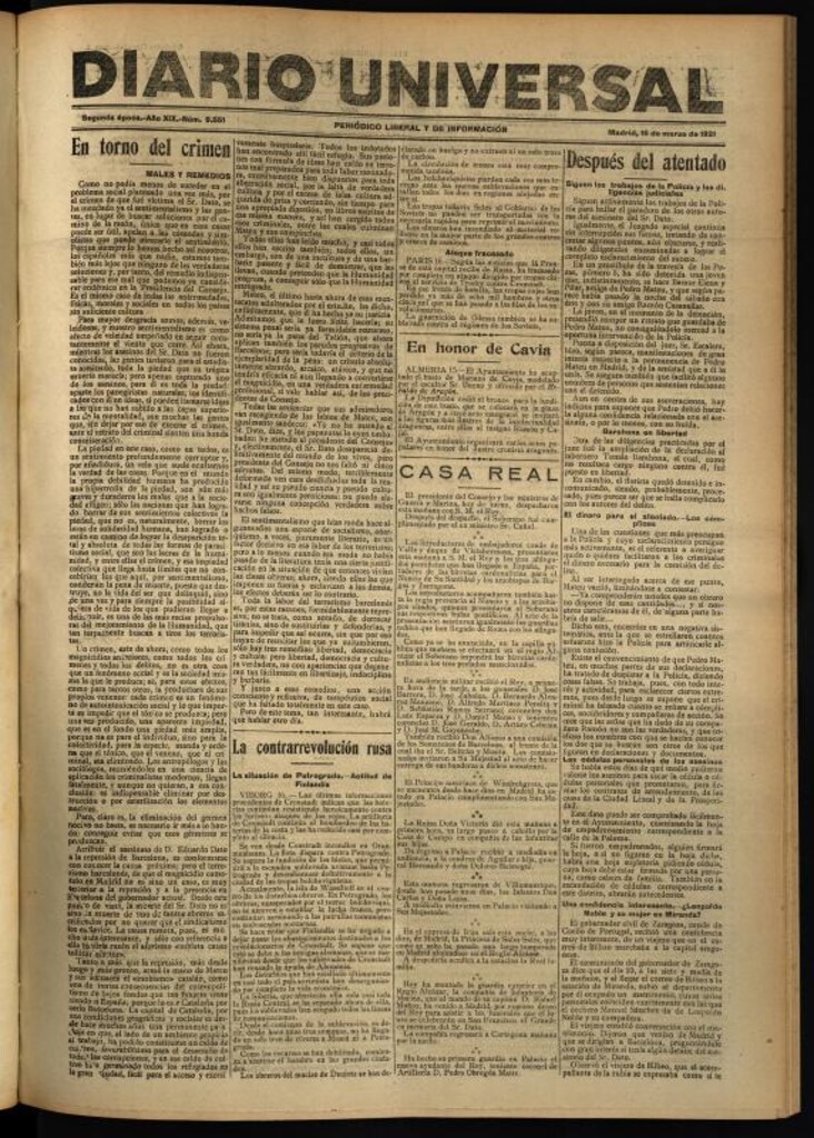 Miniatura de Diario Universal del 16 de marzo de 1921