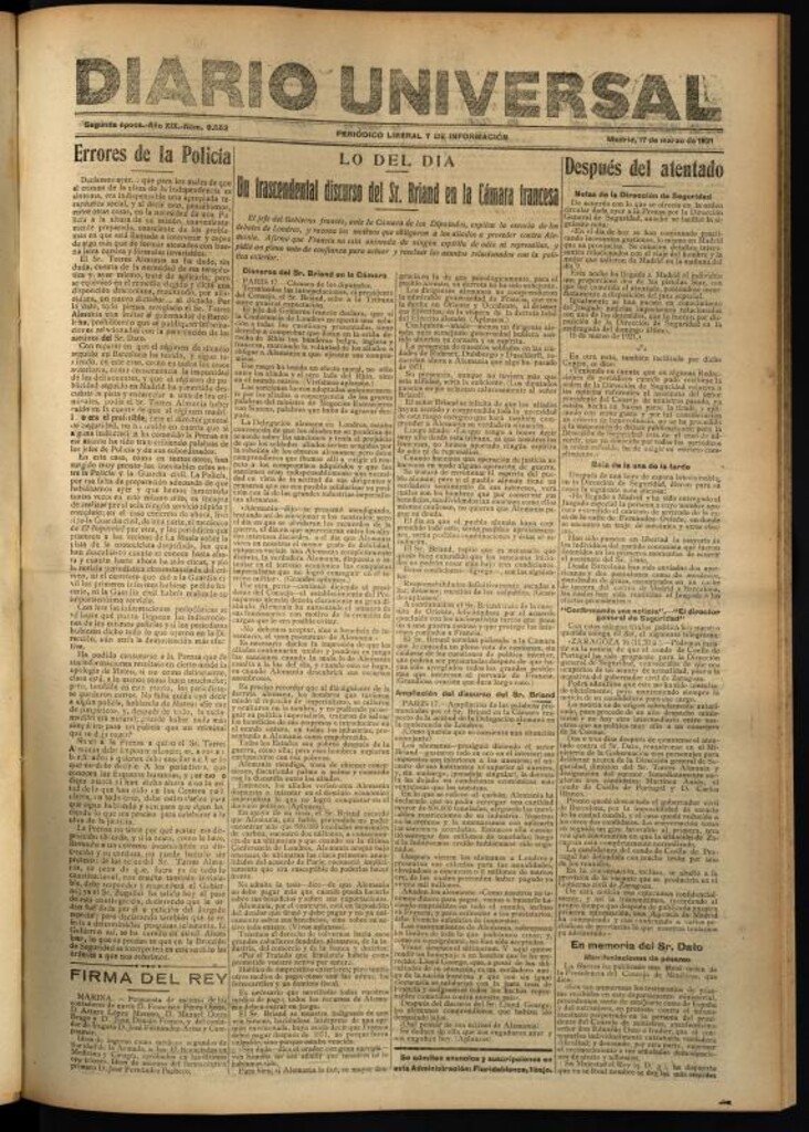 Miniatura de Diario Universal del 17 de marzo de 1921
