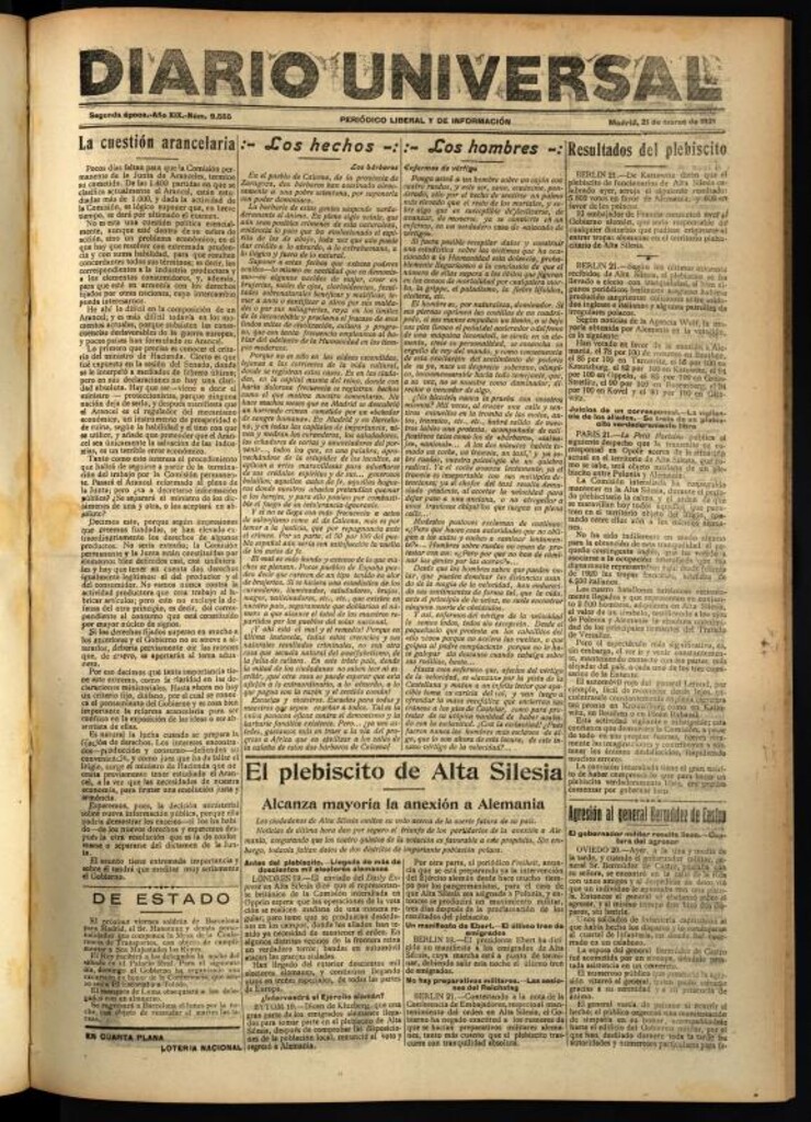 Miniatura de Diario Universal del 21 de marzo de 1921