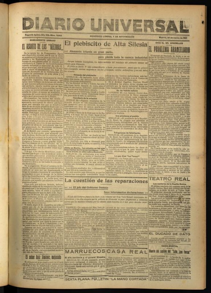 Miniatura de Diario Universal del 22 de marzo de 1921
