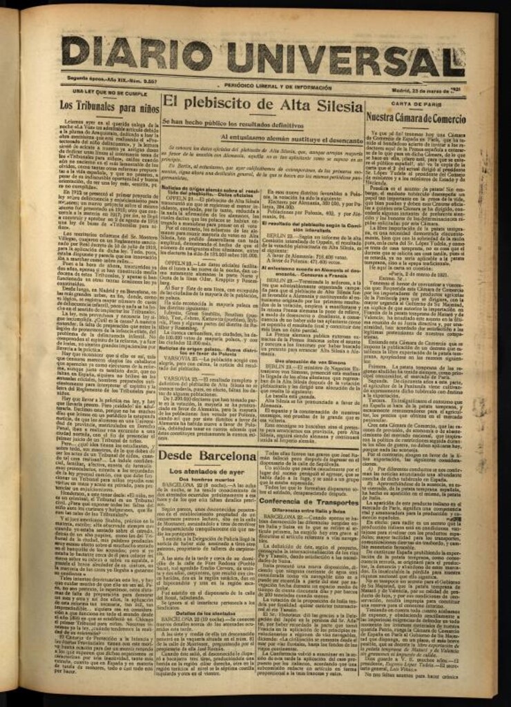 Miniatura de Diario Universal del 23 de marzo de 1921