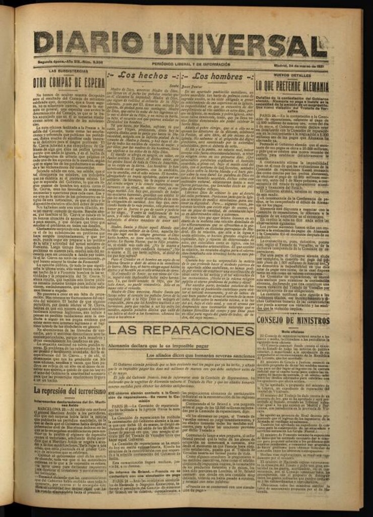 Miniatura de Diario Universal del 24 de marzo de 1921