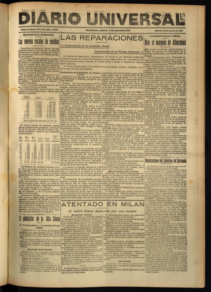 Miniatura de Diario Universal del 25 de marzo de 1921