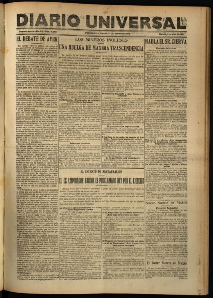 Miniatura de Diario Universal del 1 de abril de 1921