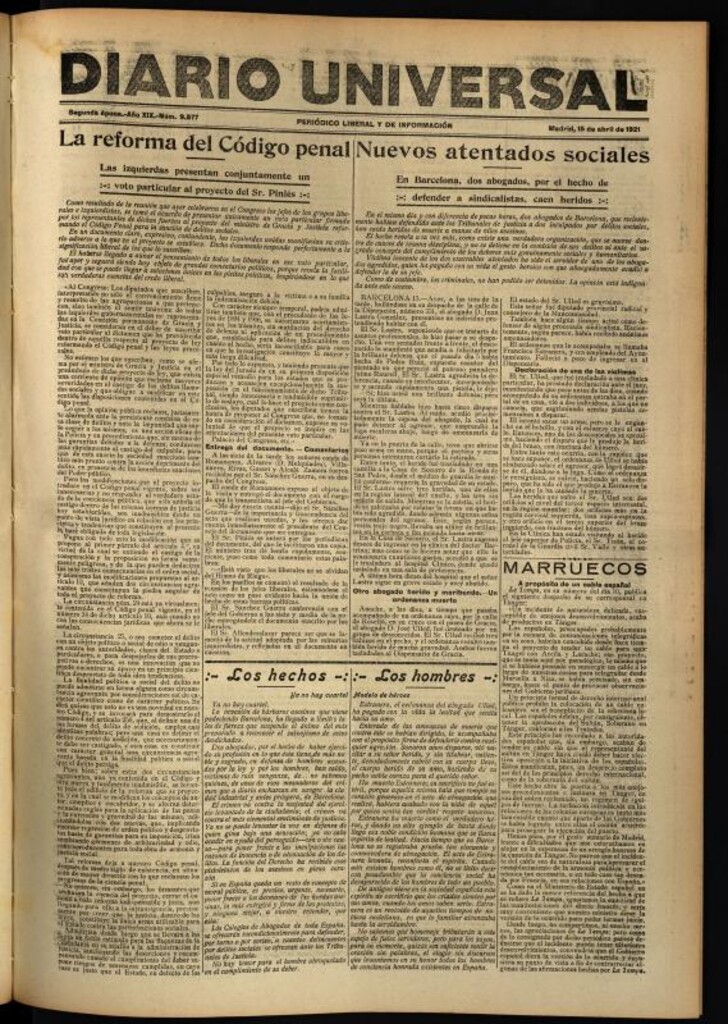 Miniatura de Diario Universal del 15 de abril de 1921