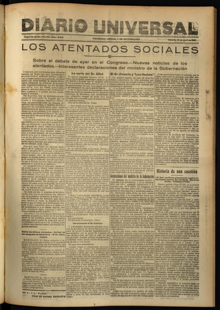 Miniatura de Diario Universal del 16 de abril de 1921