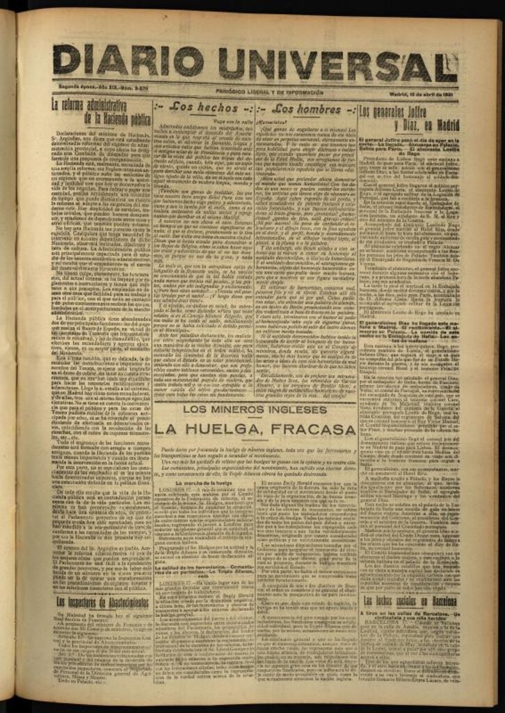 Miniatura de Diario Universal del 18 de abril de 1921