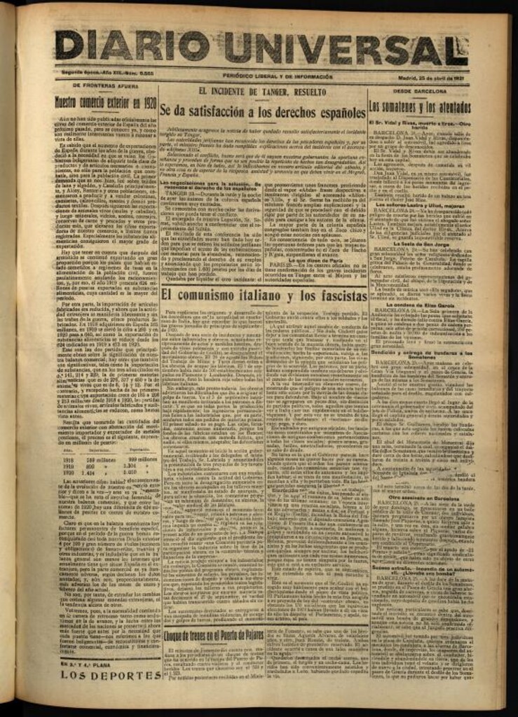 Miniatura de Diario Universal del 25 de abril de 1921