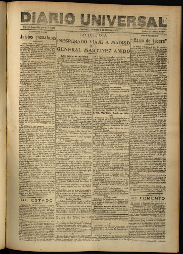 Miniatura de Diario Universal del 27 de abril de 1921