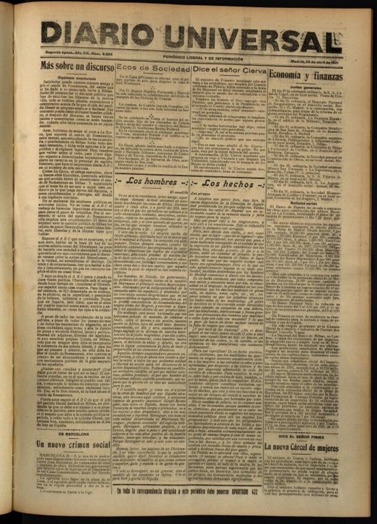 Miniatura de Diario Universal del 28 de abril de 1921