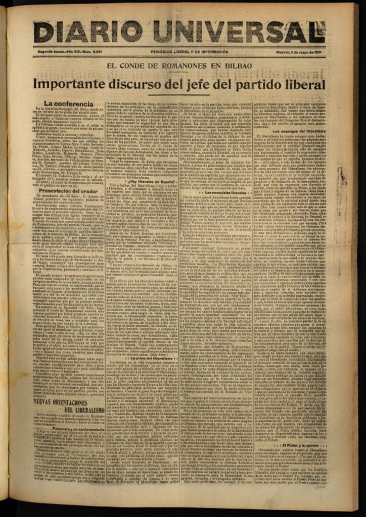 Miniatura de Diario Universal del 2 de mayo de 1921
