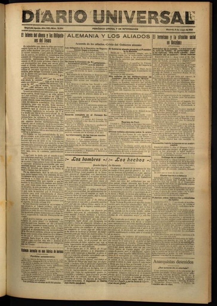 Miniatura de Diario Universal del 5 de mayo de 1921