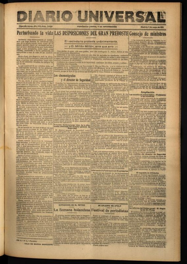 Miniatura de Diario Universal del 7 de mayo de 1921
