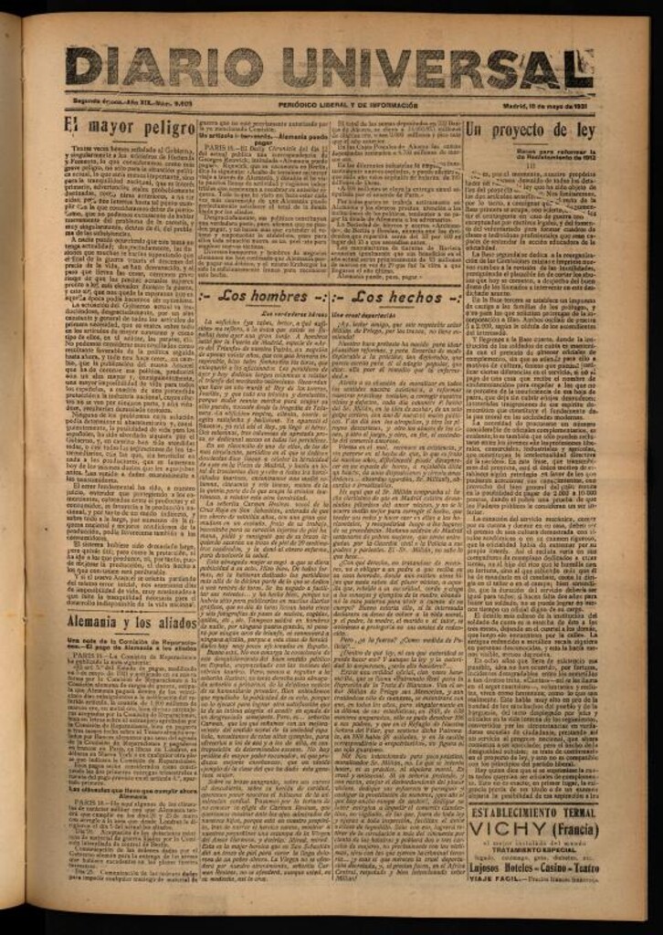 Miniatura de Diario Universal del 18 de mayo de 1921