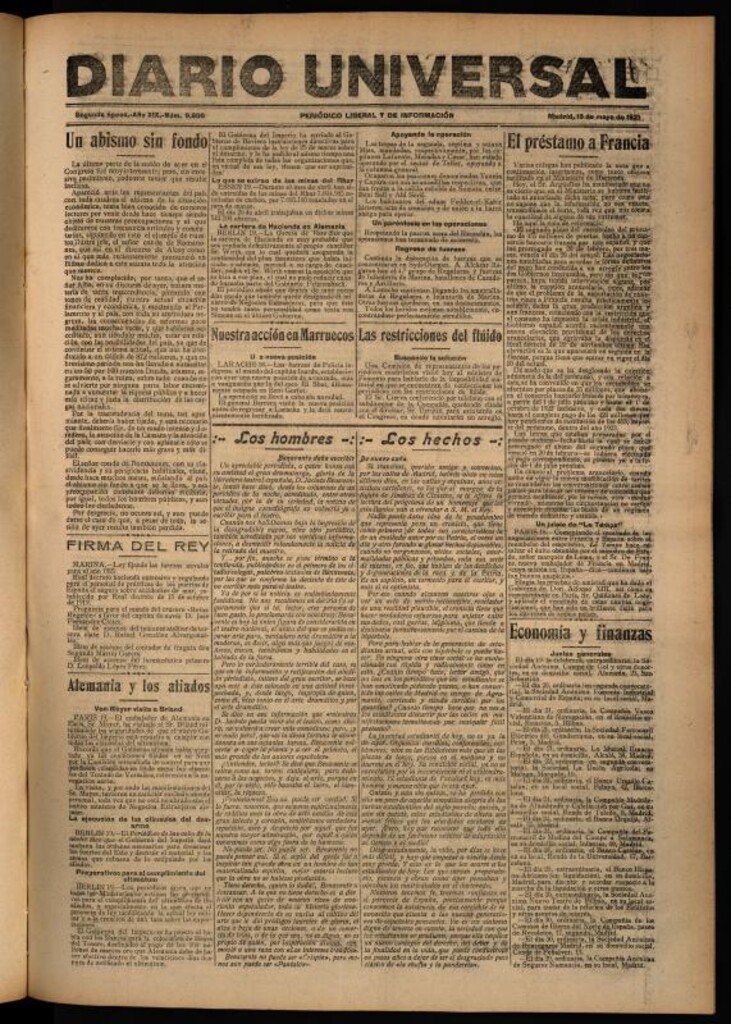 Miniatura de Diario Universal del 19 de mayo de 1921