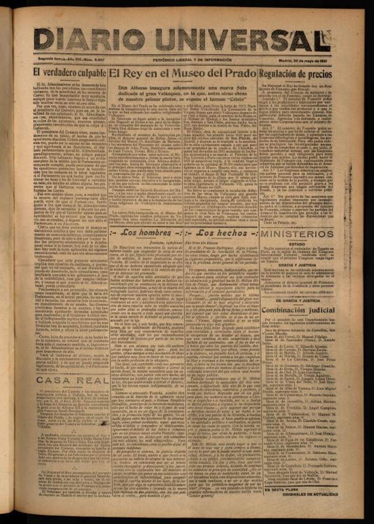 Miniatura de Diario Universal del 20 de mayo de 1921