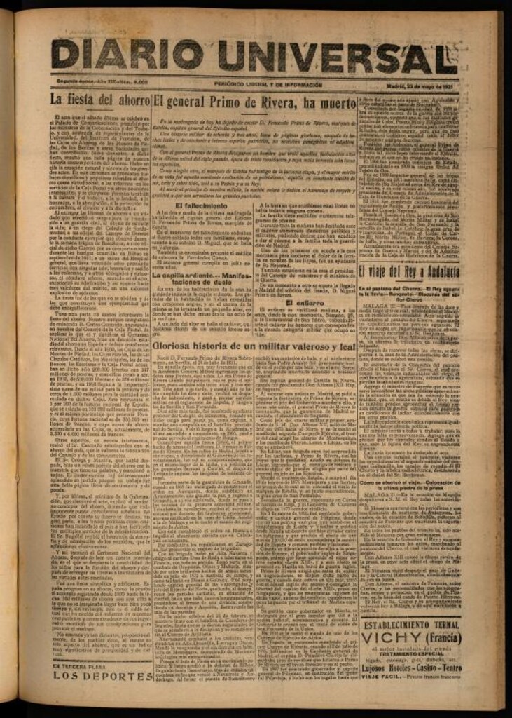 Miniatura de Diario Universal del 23 de mayo de 1921