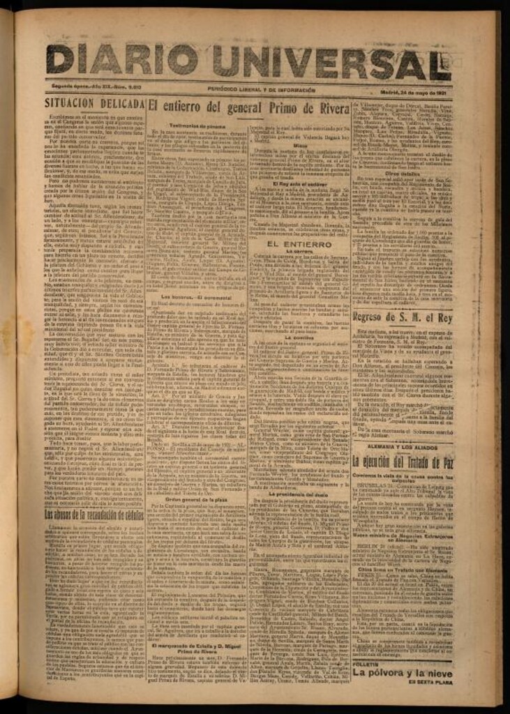Miniatura de Diario Universal del 24 de mayo de 1921