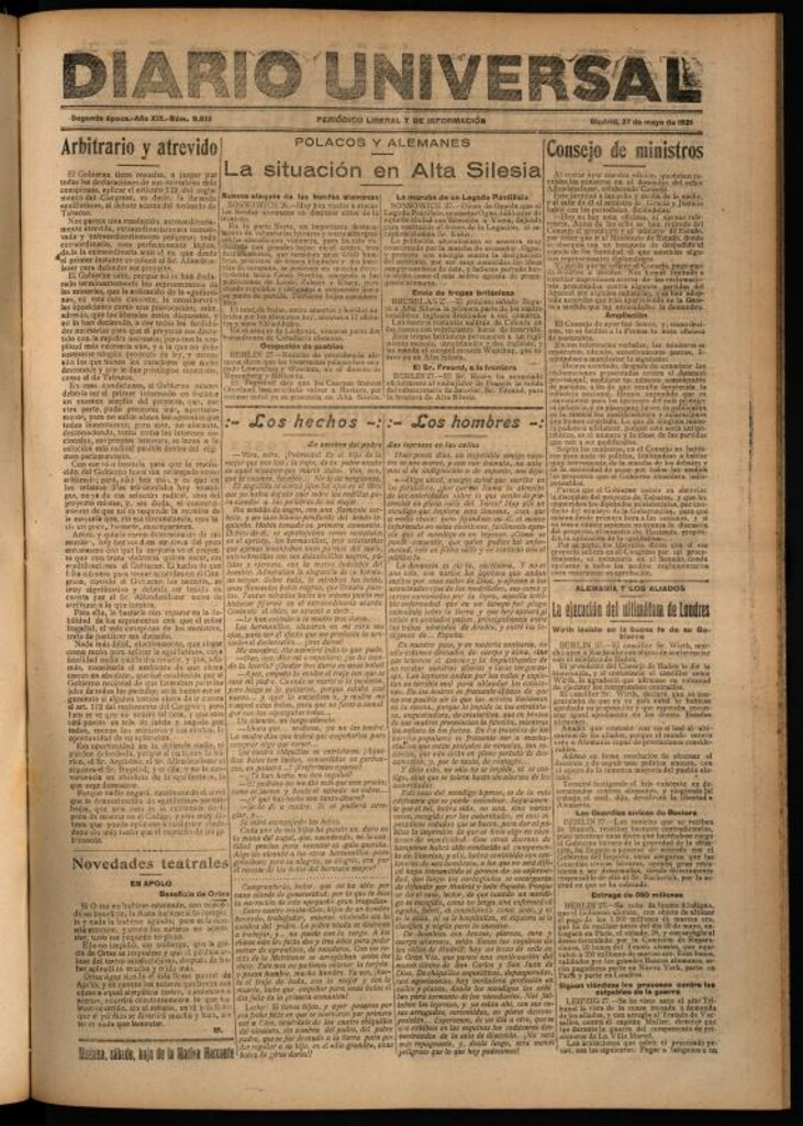 Miniatura de Diario Universal del 27 de mayo de 1921