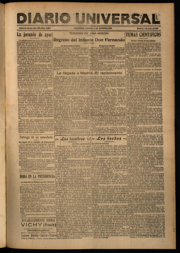 Miniatura de Diario Universal del 1 de junio de 1921
