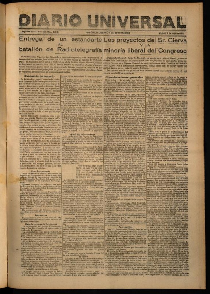 Miniatura de Diario Universal del 2 de junio de 1921