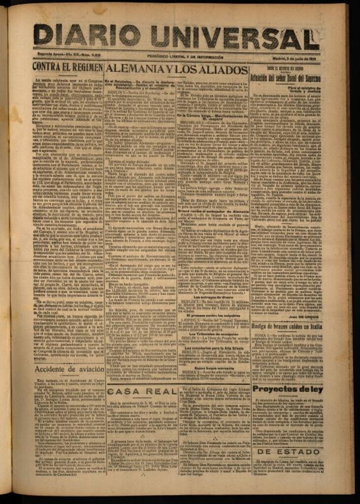 Miniatura de Diario Universal del 3 de junio de 1921