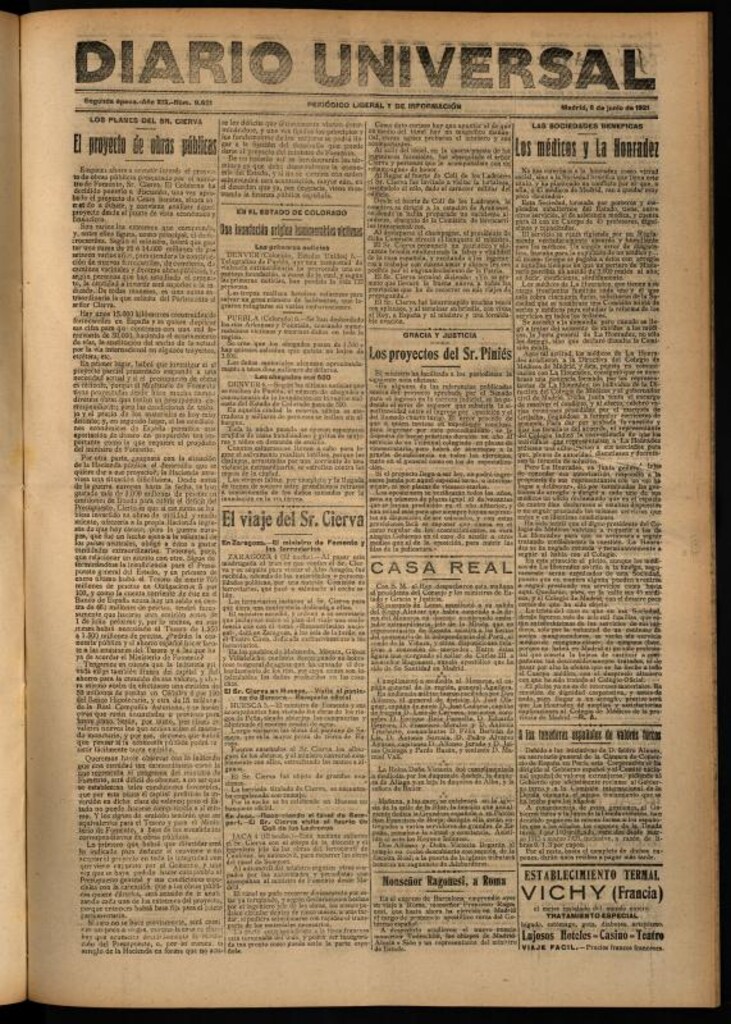 Miniatura de Diario Universal del 6 de junio de 1921