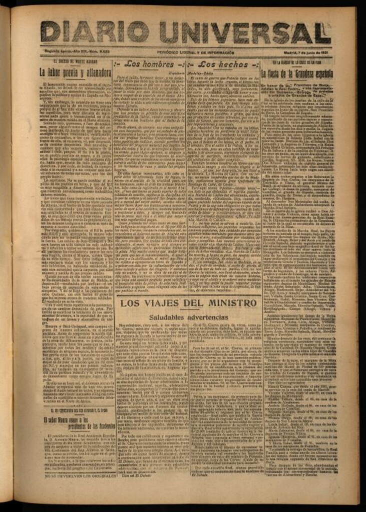Miniatura de Diario Universal del 7 de junio de 1921