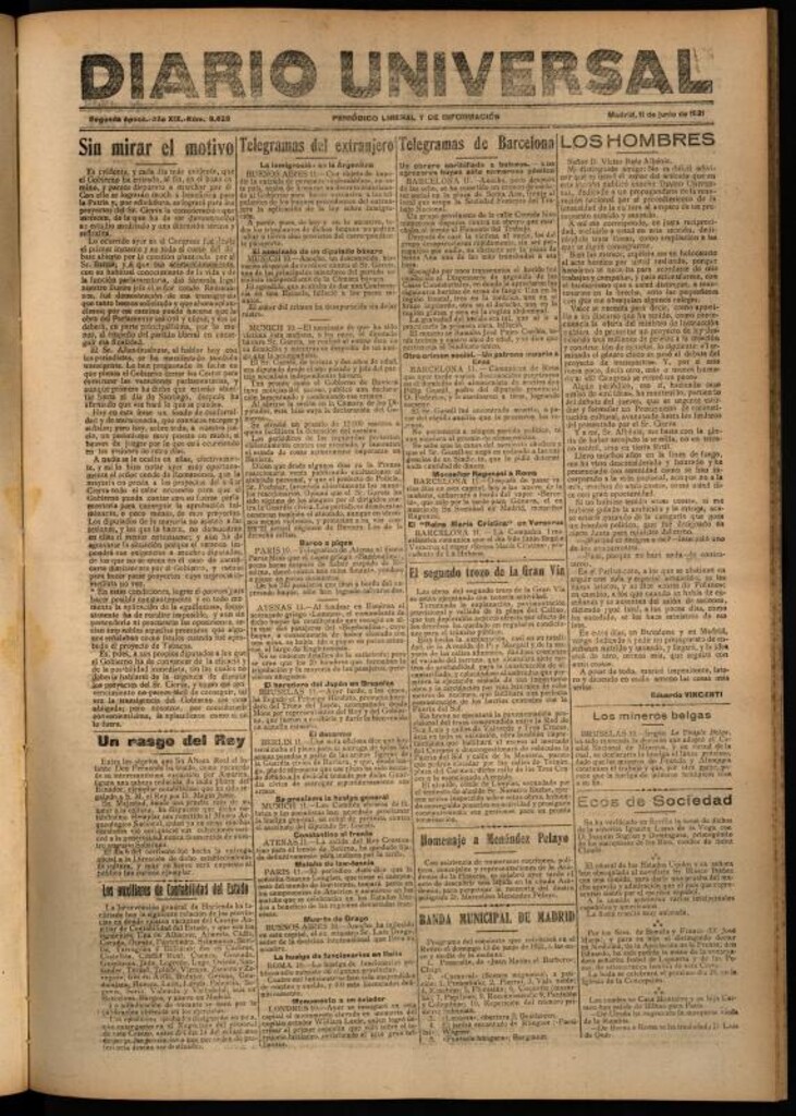 Miniatura de Diario Universal del 11 de junio de 1921