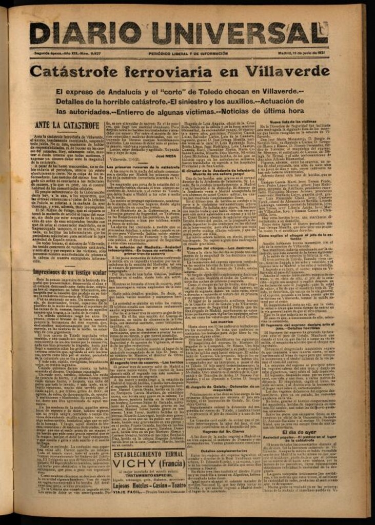 Miniatura de Diario Universal del 13 de junio de 1921