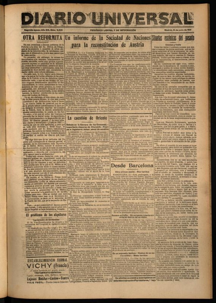 Miniatura de Diario Universal del 15 de junio de 1921