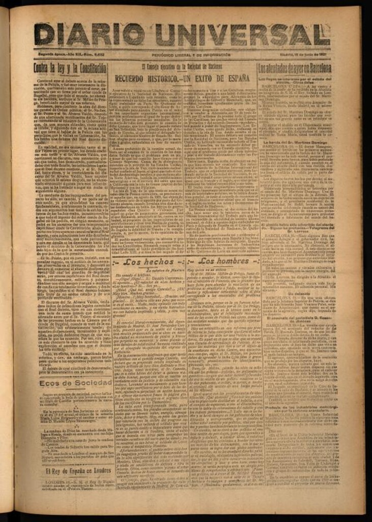 Miniatura de Diario Universal del 18 de junio de 1921