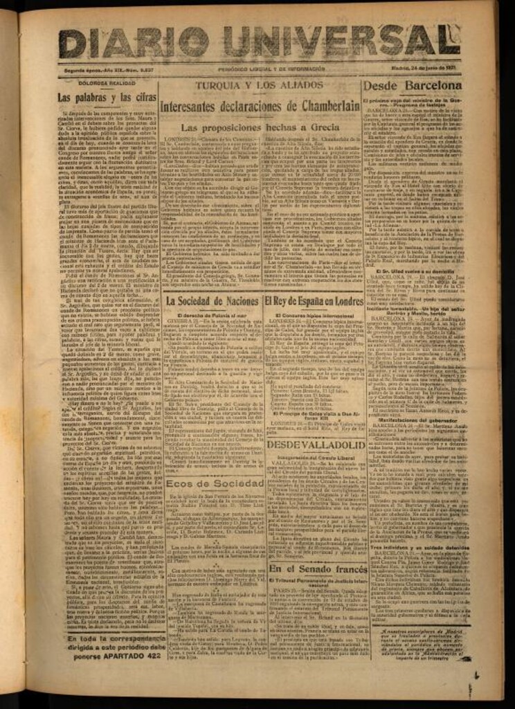 Miniatura de Diario Universal del 24 de junio de 1921